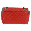 CHANEL Chain Matelasse 23 Shoulder Bag Lamb Skin Red Gold CC Auth 168061V-4