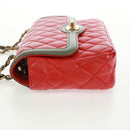 CHANEL Chain Matelasse 23 Shoulder Bag Lamb Skin Red Gold CC Auth 168061V-5