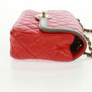 CHANEL Chain Matelasse 23 Shoulder Bag Lamb Skin Red Gold CC Auth 168061V-6