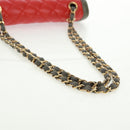 CHANEL Chain Matelasse 23 Shoulder Bag Lamb Skin Red Gold CC Auth 168061V-8