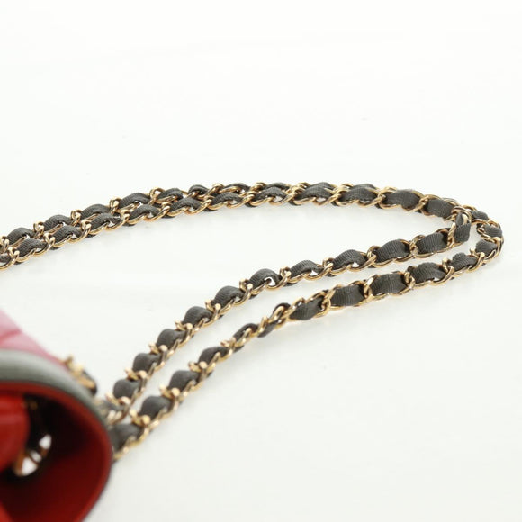 CHANEL Chain Matelasse 23 Shoulder Bag Lamb Skin Red Gold CC Auth 168061V