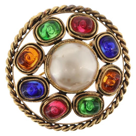 CHANEL Gripoa Brooch metal Gold Tone CC Auth 168062V