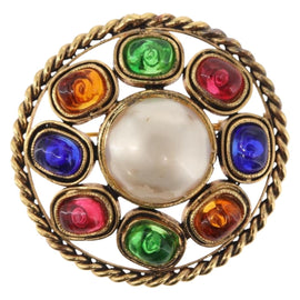 CHANEL Gripoa Brooch metal Gold Tone CC Auth 168062V - 0