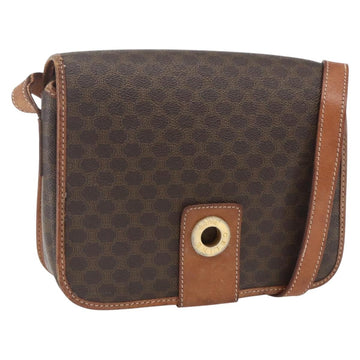 CELINE Macadam Canvas Shoulder Bag PVC Leather Brown Gold Auth 168071