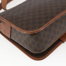 CELINE Macadam Canvas Shoulder Bag PVC Leather Brown Gold Auth 168071-16