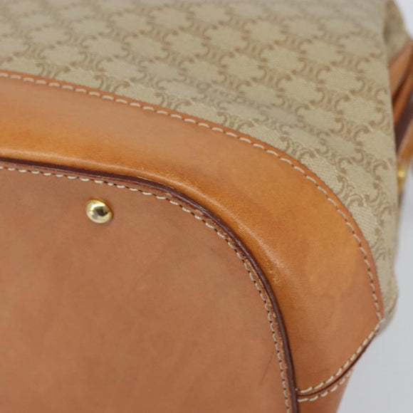 CELINE Macadam Canvas Hand Bag PVC 2way Beige Gold Auth 168082