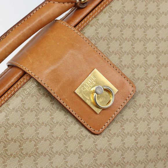 CELINE Macadam Canvas Hand Bag PVC 2way Beige Gold Auth 168082