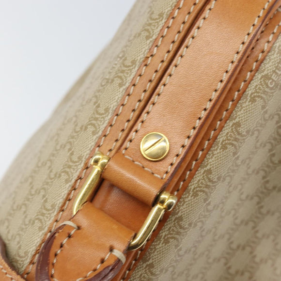 CELINE Macadam Canvas Hand Bag PVC 2way Beige Gold Auth 168082
