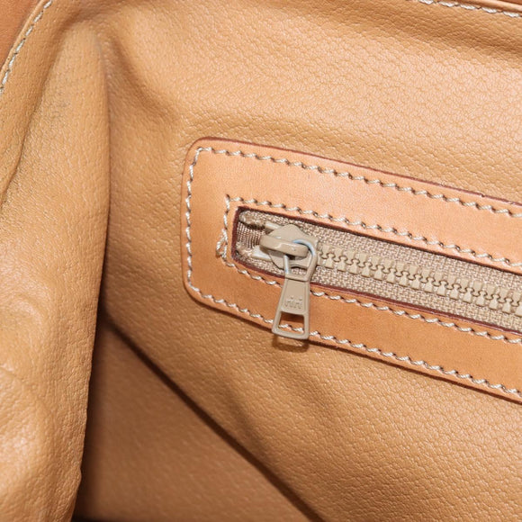 CELINE Macadam Canvas Hand Bag PVC 2way Beige Gold Auth 168082