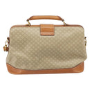 CELINE Macadam Canvas Hand Bag PVC 2way Beige Gold Auth 168082-2
