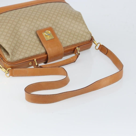 CELINE Macadam Canvas Hand Bag PVC 2way Beige Gold Auth 168082