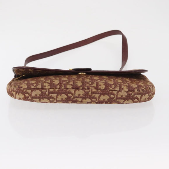Christian Dior Trotter Canvas Shoulder Bag Red Gold Auth 168083