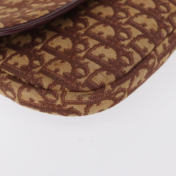 Christian Dior Trotter Canvas Shoulder Bag Red Gold Auth 168083
