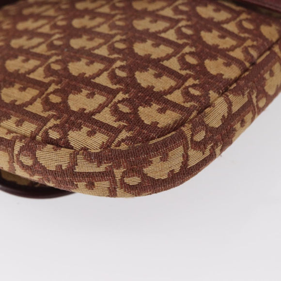 Christian Dior Trotter Canvas Shoulder Bag Red Gold Auth 168083