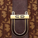 Christian Dior Trotter Canvas Shoulder Bag Red Gold Auth 168083-18
