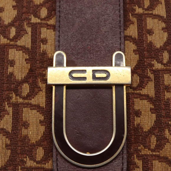 Christian Dior Trotter Canvas Shoulder Bag Red Gold Auth 168083