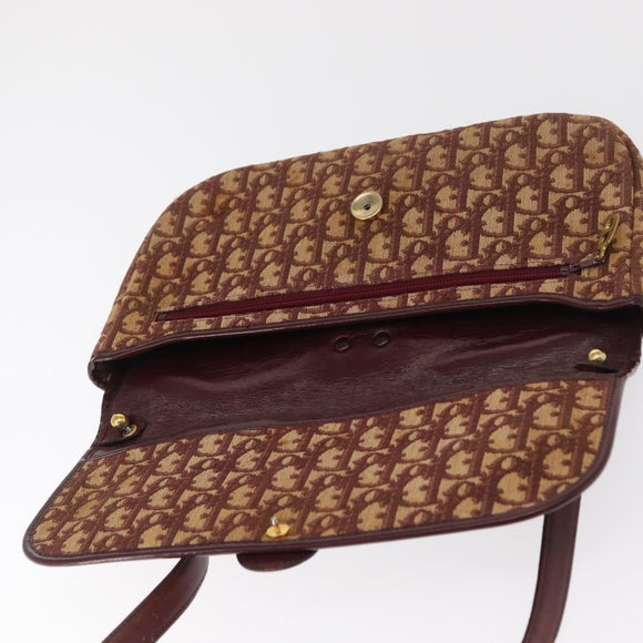 Christian Dior Trotter Canvas Shoulder Bag Red Gold Auth 168083