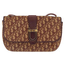 Christian Dior Trotter Canvas Shoulder Bag Red Gold Auth 168083-13