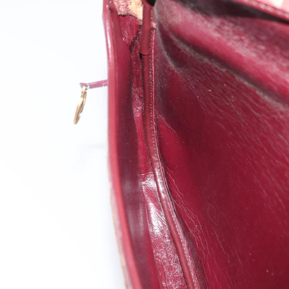Christian Dior Trotter Canvas Shoulder Bag Red Gold Auth 168083