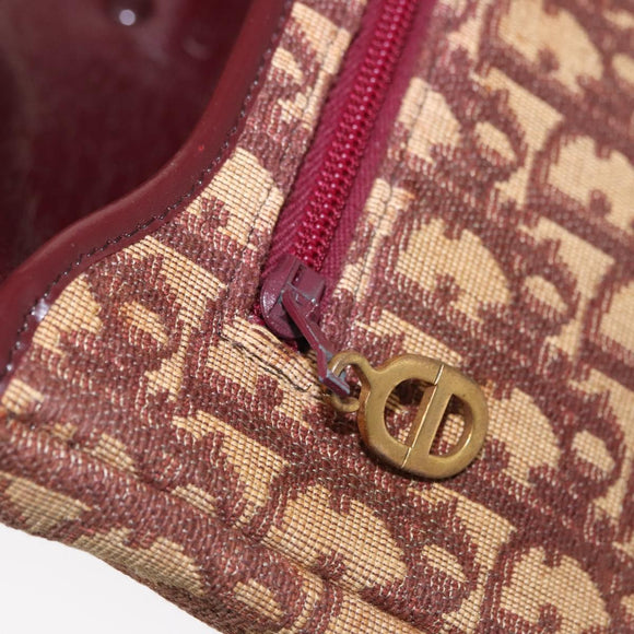 Christian Dior Trotter Canvas Shoulder Bag Red Gold Auth 168083