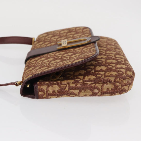 Christian Dior Trotter Canvas Shoulder Bag Red Gold Auth 168083
