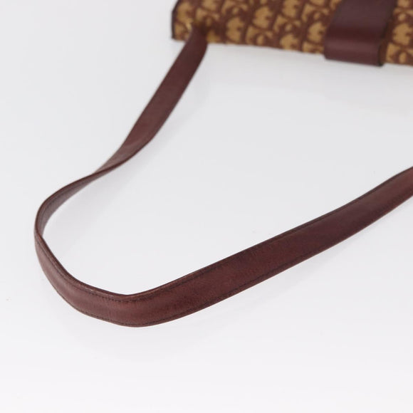 Christian Dior Trotter Canvas Shoulder Bag Red Gold Auth 168083