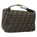 FENDI Zucca Canvas Vanity Hand Bag Black Brown Auth 168084-1