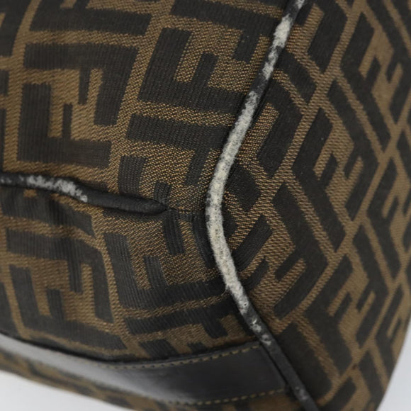 FENDI Zucca Canvas Vanity Hand Bag Black Brown Auth 168084