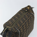 FENDI Zucca Canvas Vanity Hand Bag Black Brown Auth 168084-9