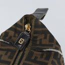 FENDI Zucca Canvas Vanity Hand Bag Black Brown Auth 168084-18