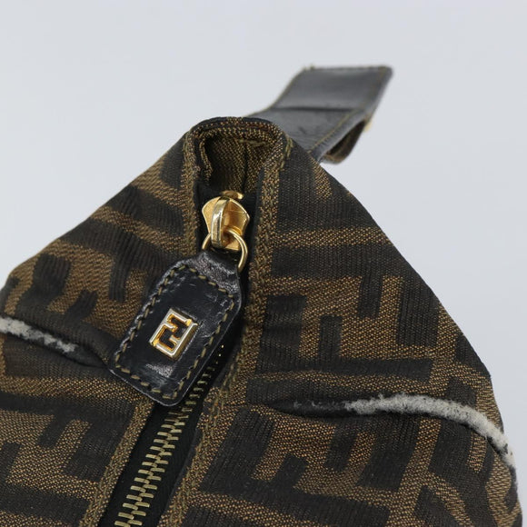 FENDI Zucca Canvas Vanity Hand Bag Black Brown Auth 168084
