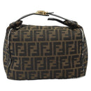 FENDI Zucca Canvas Vanity Hand Bag Black Brown Auth 168084-13