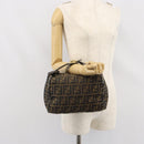FENDI Zucca Canvas Vanity Hand Bag Black Brown Auth 168084-23