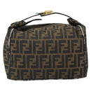 FENDI Zucca Canvas Vanity Hand Bag Black Brown Auth 168084-2