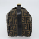 FENDI Zucca Canvas Vanity Hand Bag Black Brown Auth 168084-3