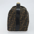 FENDI Zucca Canvas Vanity Hand Bag Black Brown Auth 168084-4