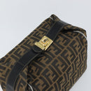 FENDI Zucca Canvas Vanity Hand Bag Black Brown Auth 168084-5