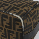 FENDI Zucca Canvas Vanity Hand Bag Black Brown Auth 168084-8