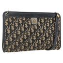 Christian Dior Trotter Canvas Shoulder Bag Navy Gold Auth 168085-1