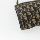 Christian Dior Trotter Canvas Shoulder Bag Navy Gold Auth 168085-14