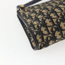 Christian Dior Trotter Canvas Shoulder Bag Navy Gold Auth 168085-16