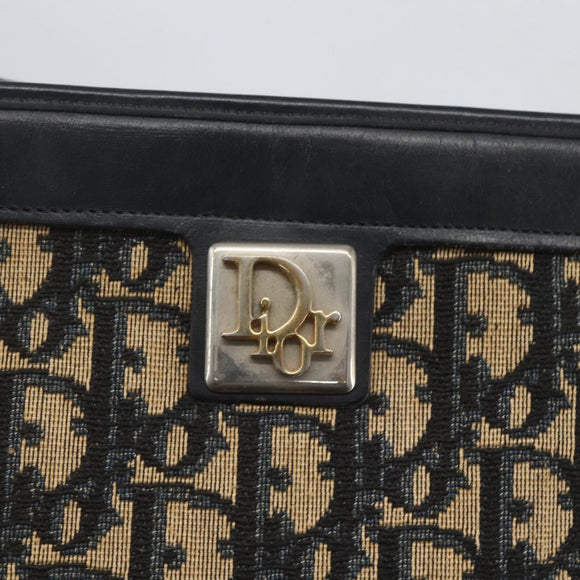 Christian Dior Trotter Canvas Shoulder Bag Navy Gold Auth 168085