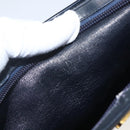 Christian Dior Trotter Canvas Shoulder Bag Navy Gold Auth 168085-11