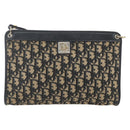 Christian Dior Trotter Canvas Shoulder Bag Navy Gold Auth 168085-13