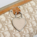 Christian Dior Trotter Canvas Romantic Bag PVC Beige Silver Auth 168086-16