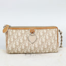 Christian Dior Trotter Canvas Romantic Bag PVC Beige Silver Auth 168086-25