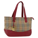 BURBERRY Nova Check Hand Bag Canvas Beige Gold Auth 168091-1