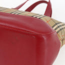 BURBERRY Nova Check Hand Bag Canvas Beige Gold Auth 168091-9