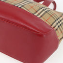 BURBERRY Nova Check Hand Bag Canvas Beige Gold Auth 168091-15