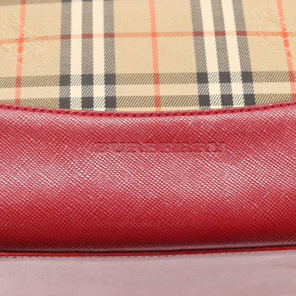 BURBERRY Nova Check Hand Bag Canvas Beige Gold Auth 168091